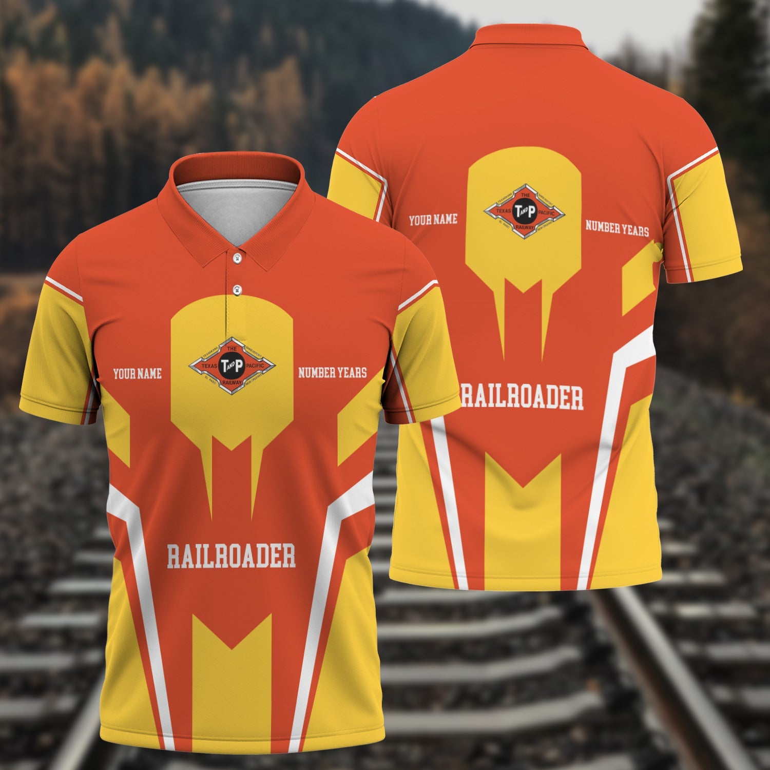 Railspirit Personalized Texas and Pacific Railway Polo Shirt Custom Year Railroader Shirt Gift Idea For Train Lover