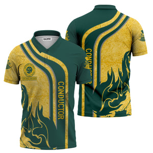 Railspirit Personalized Southern Railway U.S Polo Shirt Flame Design with Custom Job Position SOU Train Shirt