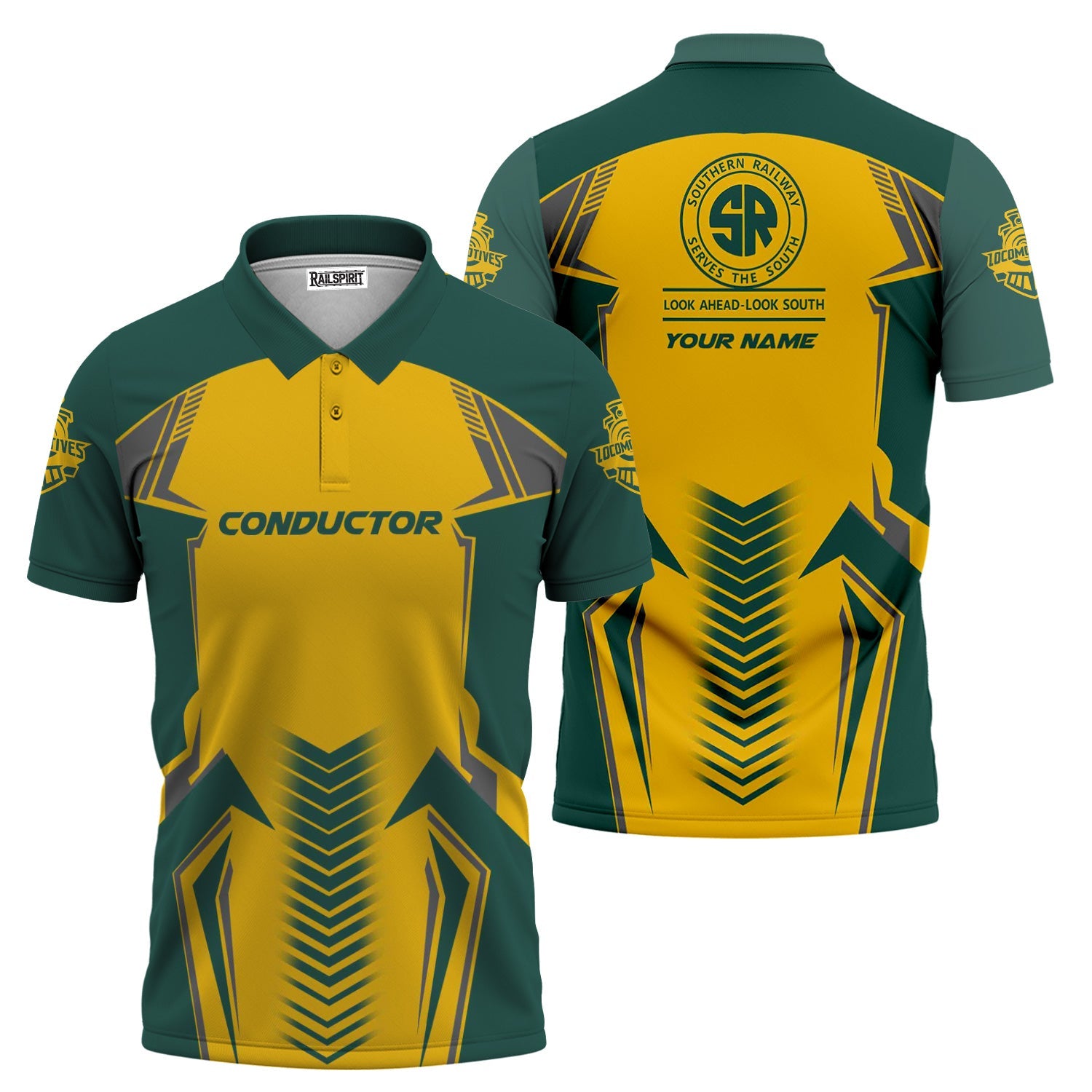 Railspirit Personalized Southern Railway U.S Polo Shirt Standout Style with Custom Position SOU Train Shirt