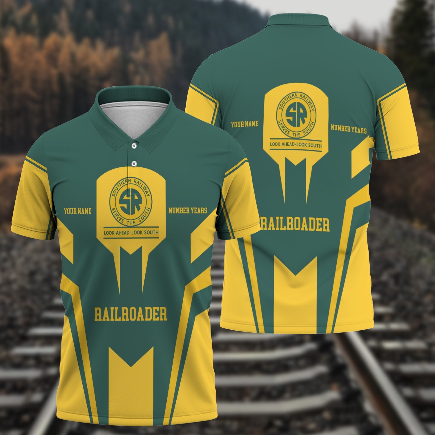 Railspirit Personalized Southern Railway U.S Polo Shirt Custom Year Railroader SOU Shirt Gift Idea For Train Lover