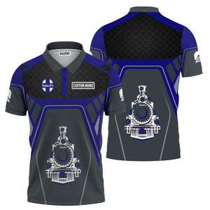 Railspirit Personalized Santa Fe ATSF Railway Polo Shirt Steam Locomotive Engine Graphic Atchison, Topeka and Santa Fe Train Shirt All Over Print