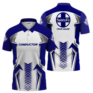 Railspirit Personalized Santa Fe ATSF Railway Polo Shirt Standout Style with Custom Position Atchison, Topeka and Santa Fe Train Shirt