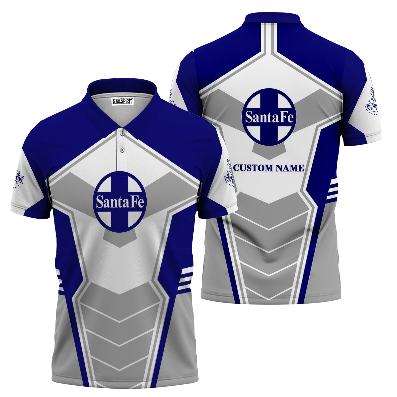 Railspirit Personalized Santa Fe ATSF Railway Polo Shirt Engine-Inspired Style Atchison, Topeka and Santa Fe Train Shirt for Railroad Fanatic