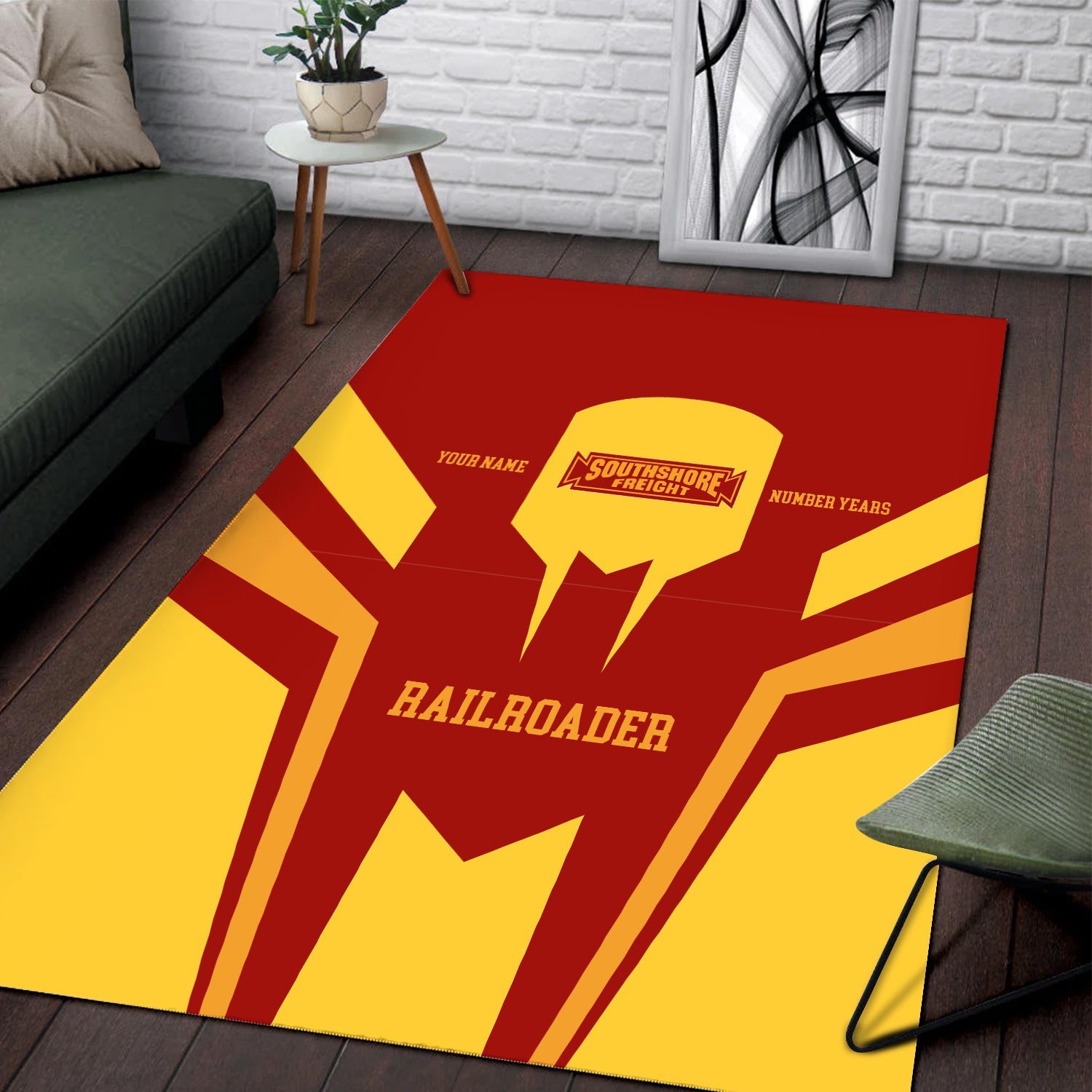 Railspirit Personalized Chicago South Shore and South Bend Railroad Area Rug Custom Year Railroader Rug Gift Idea For Train Lover