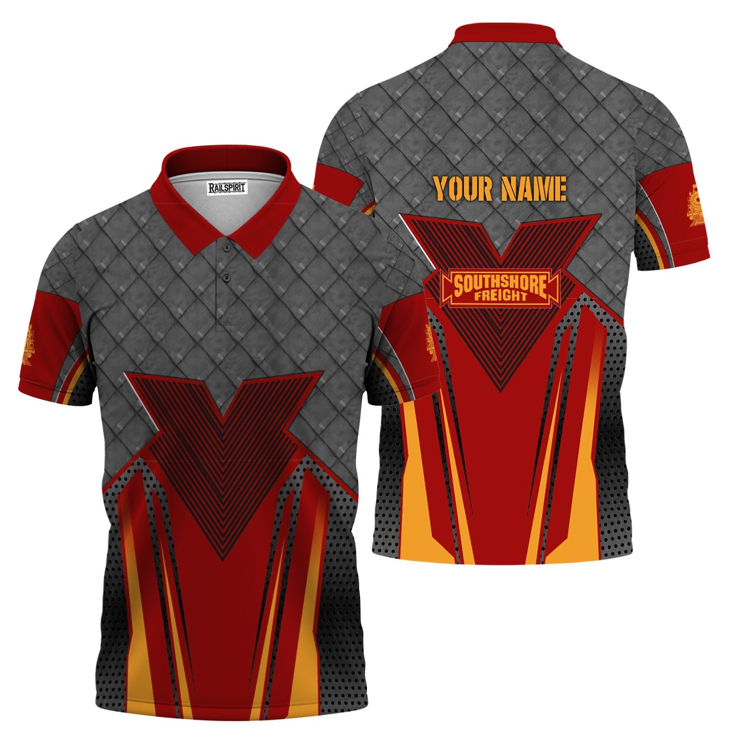 Railspirit Personalized Chicago South Shore and South Bend Railroad Polo Shirt Rugged Steel Vibes Train Shirt All Over Print