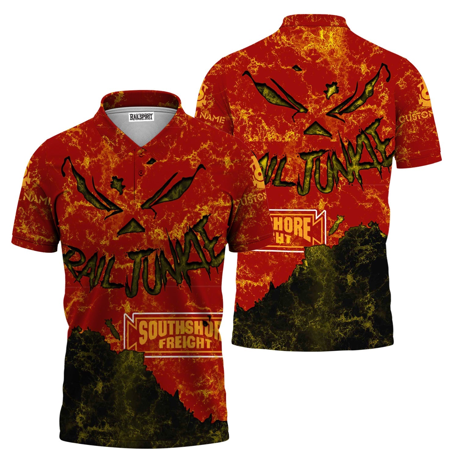 Railspirit Personalized Chicago South Shore and South Bend Railroad Polo Shirt Torn Graphic Style Train Shirt For Rail Junkie