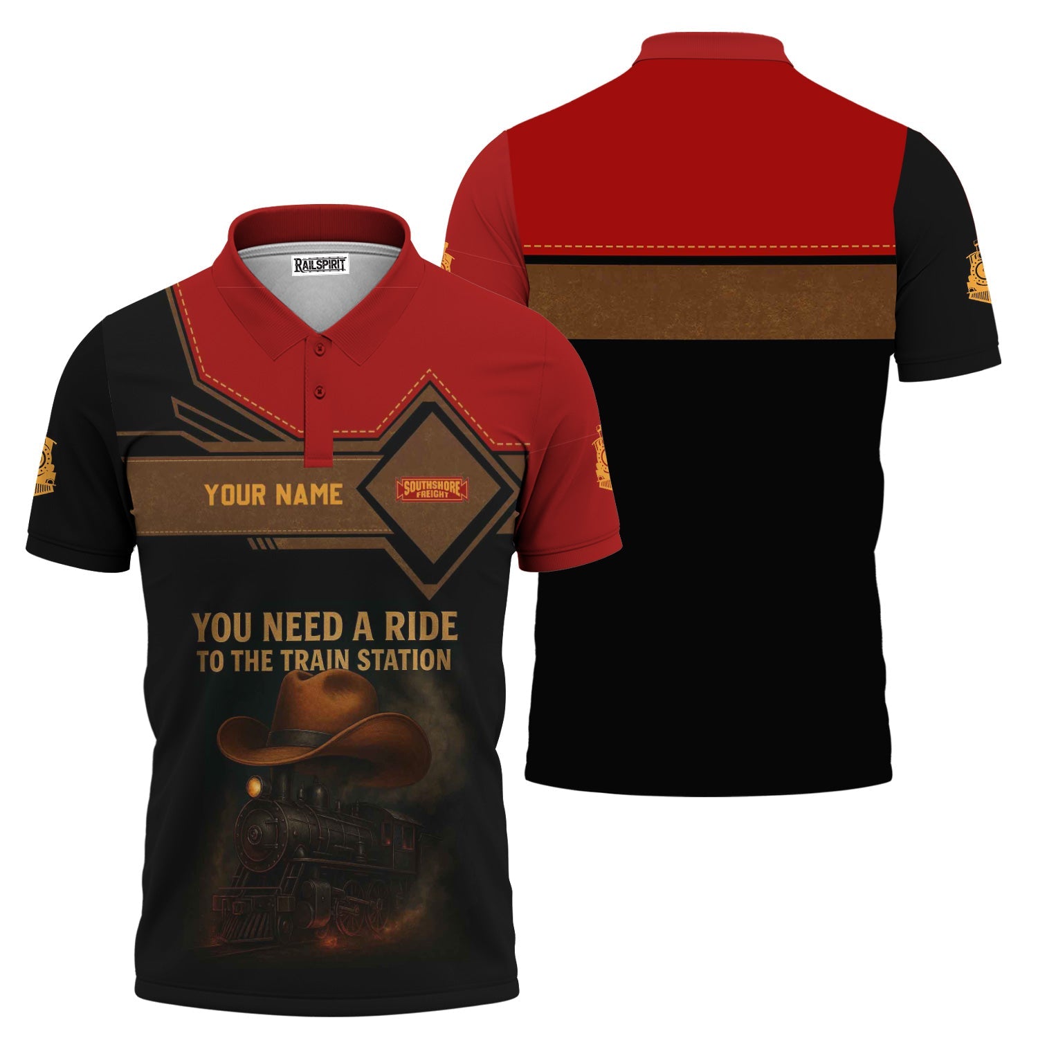Railspirit Personalized Chicago South Shore and South Bend Railroad Polo Shirt You Need A Ride To The Train Station Shirt For Train Lovers
