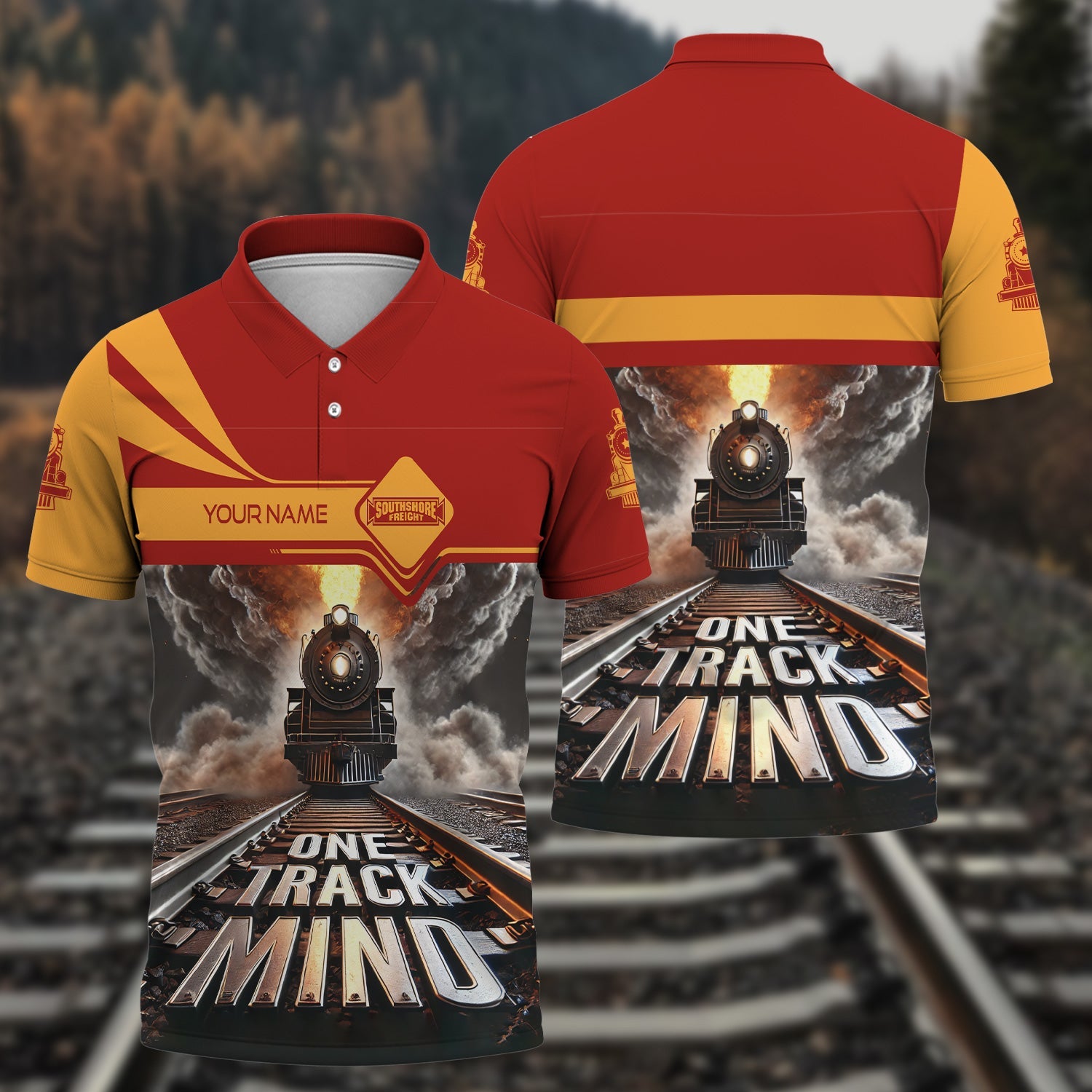 Railspirit Personalized Chicago South Shore and South Bend Railroad Polo Shirt One Track Mind Train Printed Shirt