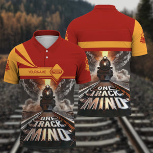Railspirit Personalized Chicago South Shore and South Bend Railroad Polo Shirt One Track Mind Train Printed Shirt