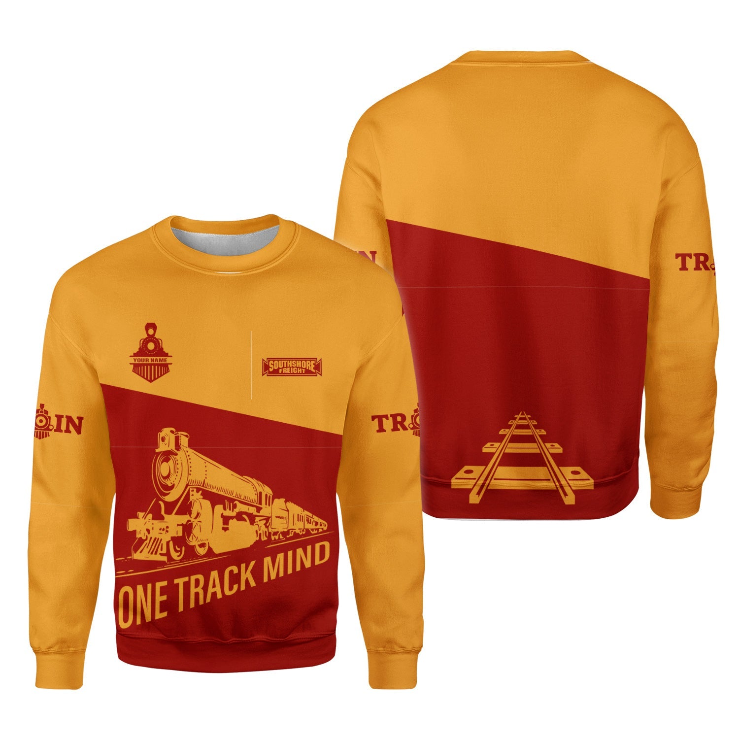 Railspirit Personalized Chicago South Shore and South Bend Railroad Sweatshirt One Track Mind Train Sweater Gift Idea For Train Lover