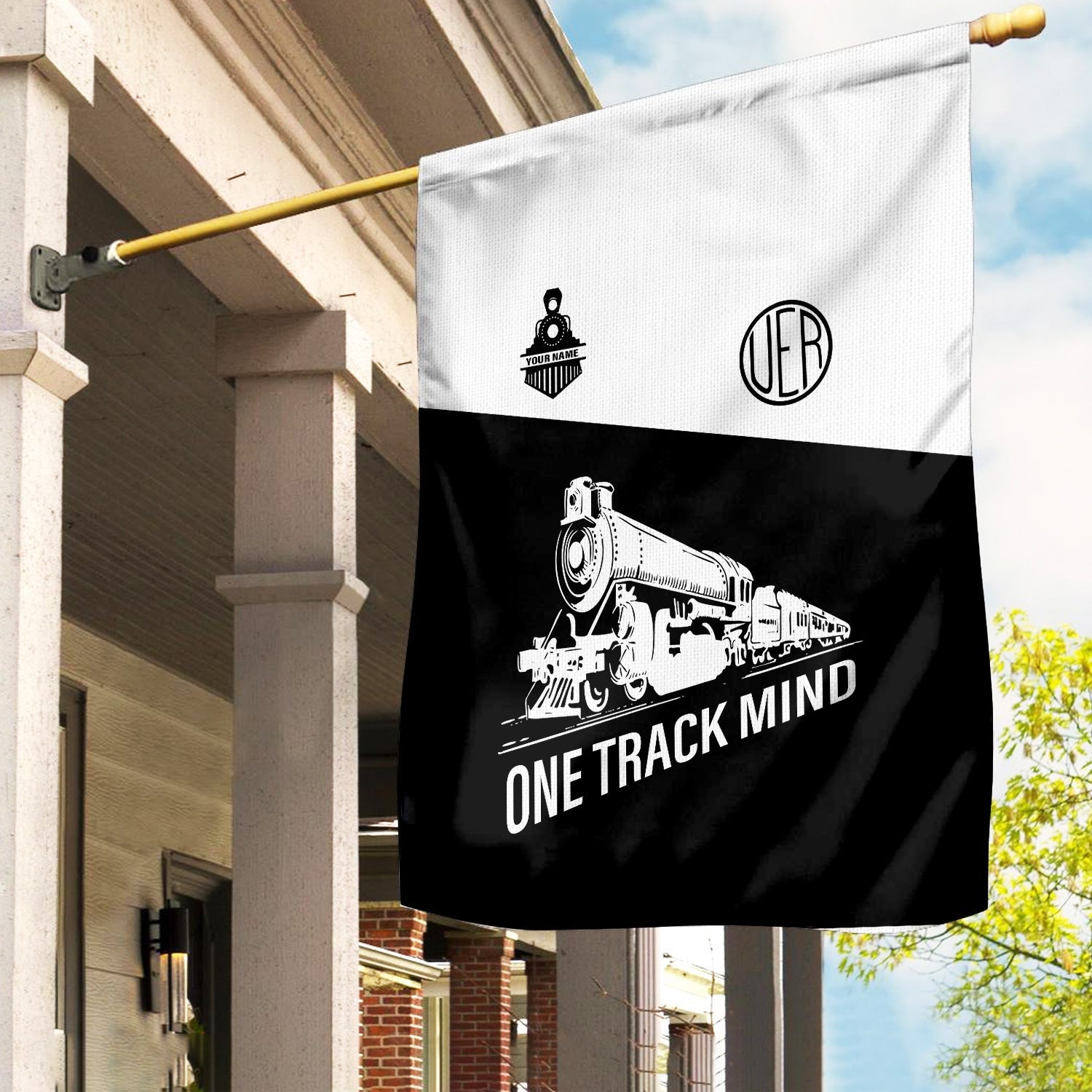 Railspirit Personalized Union Electric Railway Garden Flag One Track Mind Flag Gift Idea For Train Lover