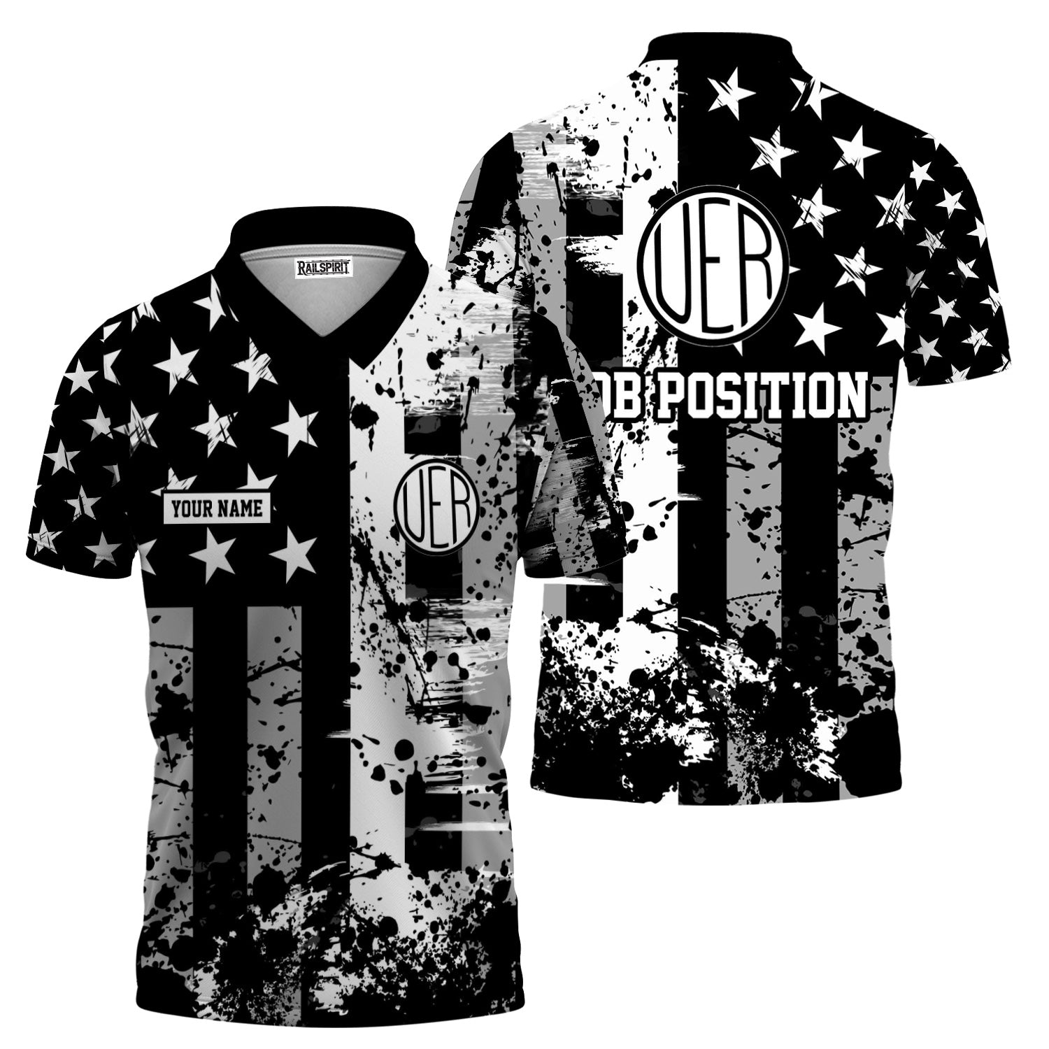 Railspirit Personalized Union Electric Railway Polo Shirt Artistic Paint American Flag Style Train Shirt