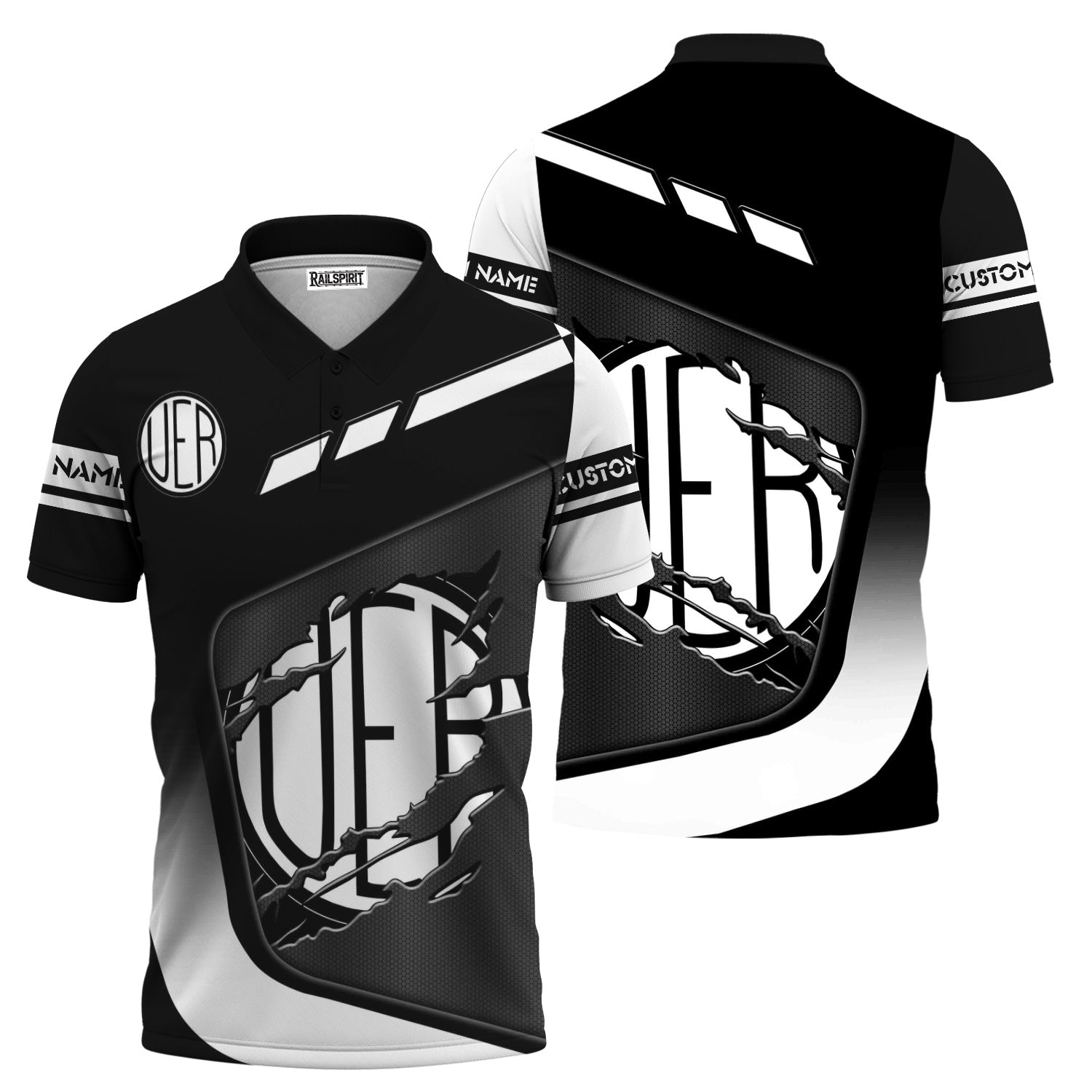 Railspirit Personalized Union Electric Railway Polo Shirt Ripped Texture Style Train Shirt For Railroad Fanatic