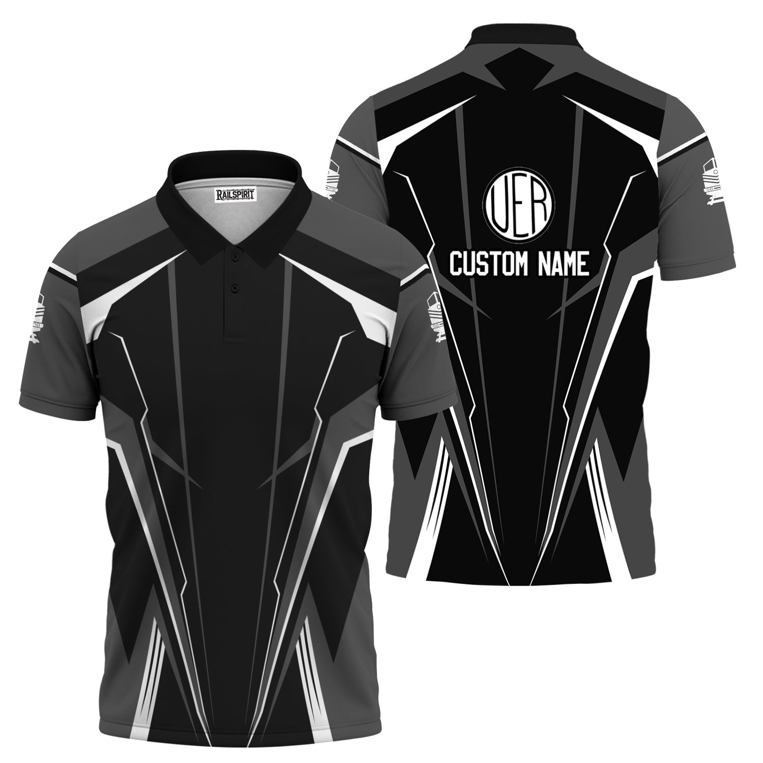 Railspirit Personalized Union Electric Railway Polo Shirt Lightning-Edge Design Train Shirt For Railroad Lovers