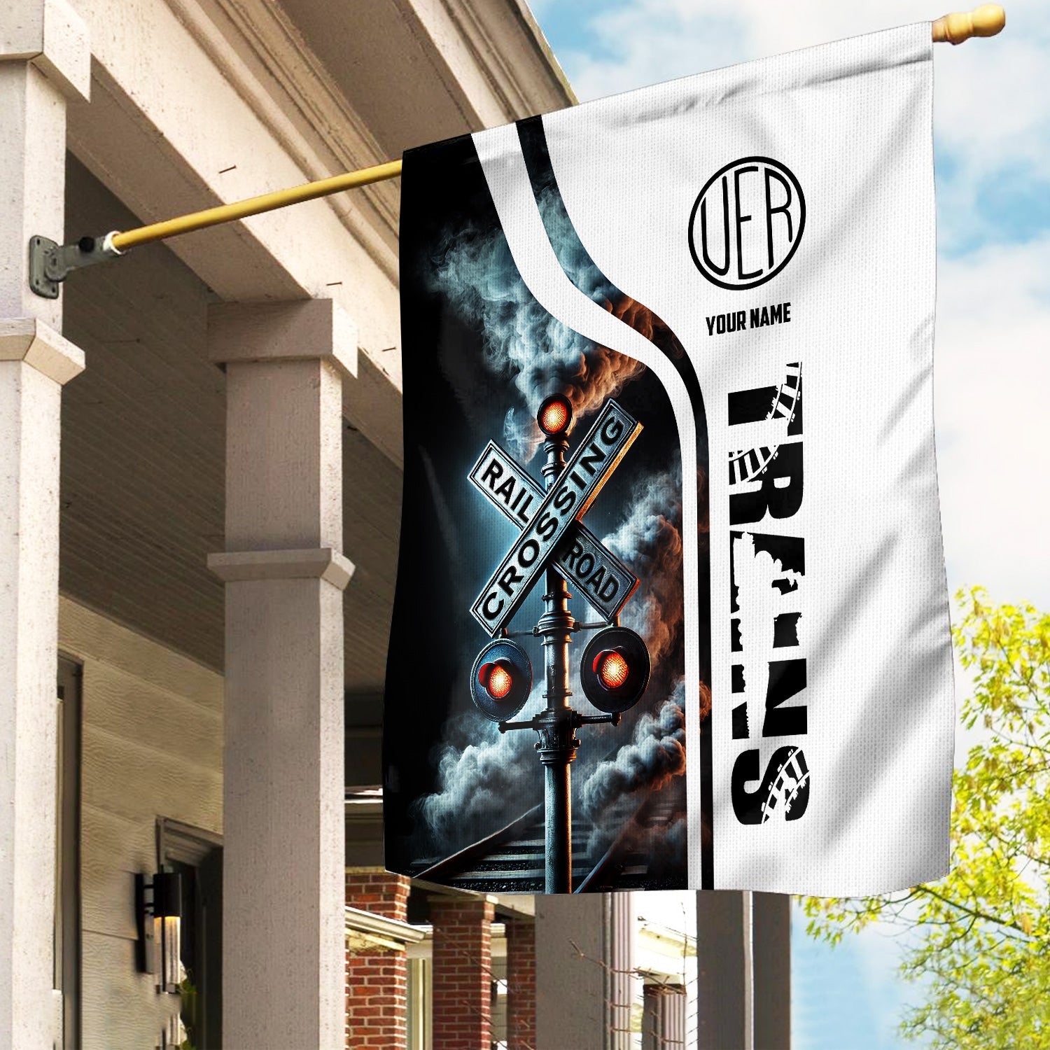 Railspirit Personalized Union Electric Railway Garden Flag Railroad Crossing Sign Flag All Over Print