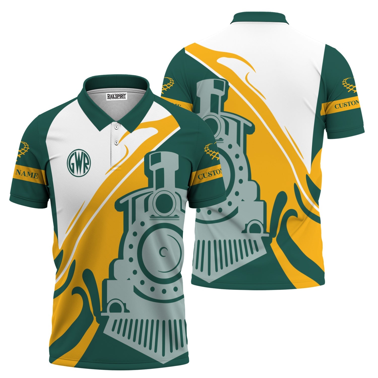 Railspirit Personalized Great Western Railway Polo Shirt Flame-Inspired Style Shirt Gift Idea For Train Lovers