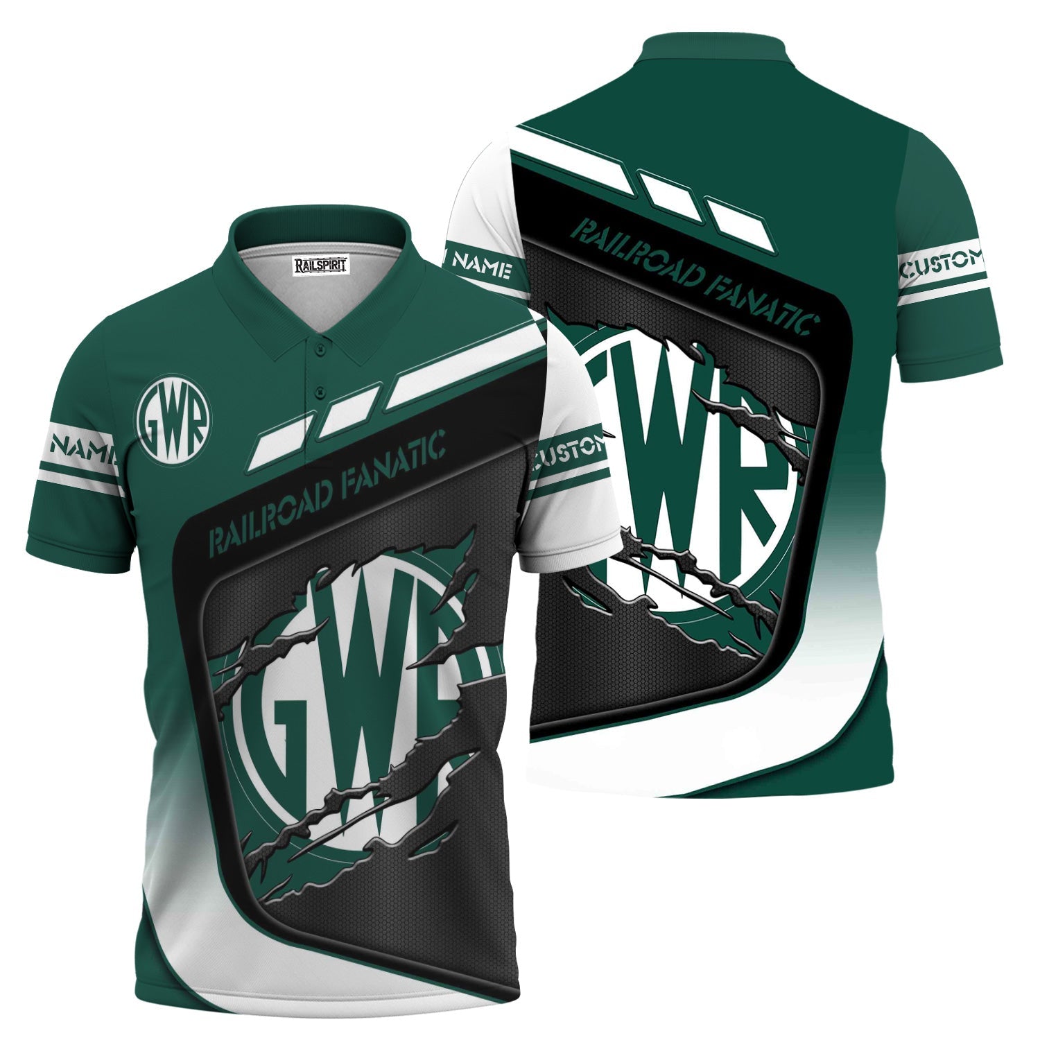 Railspirit Personalized Great Western Railway Polo Shirt Ripped Texture Style Train Shirt For Railroad Fanatic