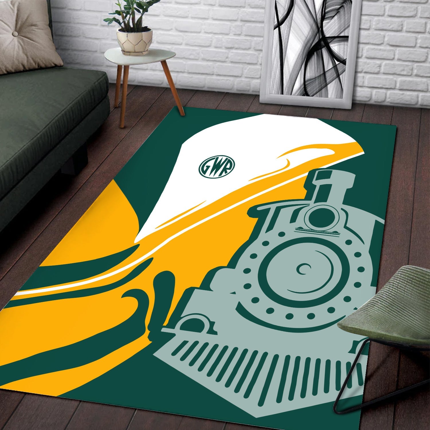 Railspirit Great Western Railway Area Rug Flame-Inspired Style Rug Gift Idea For Train Lovers