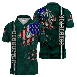 Railspirit Personalized Great Western Railway Polo Shirt USA Flag Claw Art with Custom Job Train Shirt