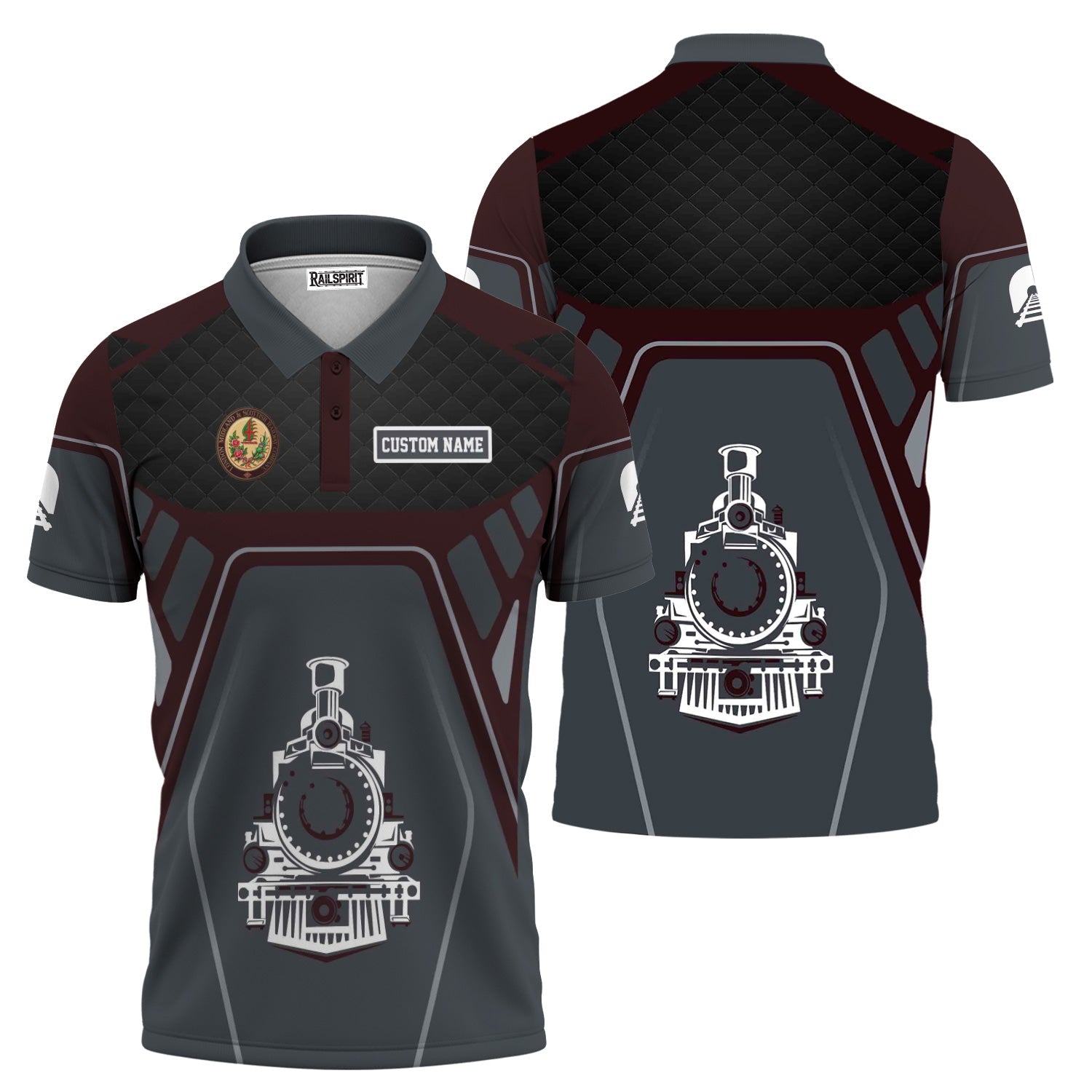 Railspirit Personalized London, Midland and Scottish Railway Polo Shirt Steam Locomotive Engine Graphic Train Shirt All Over Print