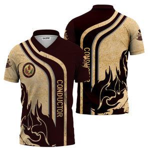 Railspirit Personalized London, Midland and Scottish Railway Polo Shirt Flame Design with Custom Job Position Train Shirt
