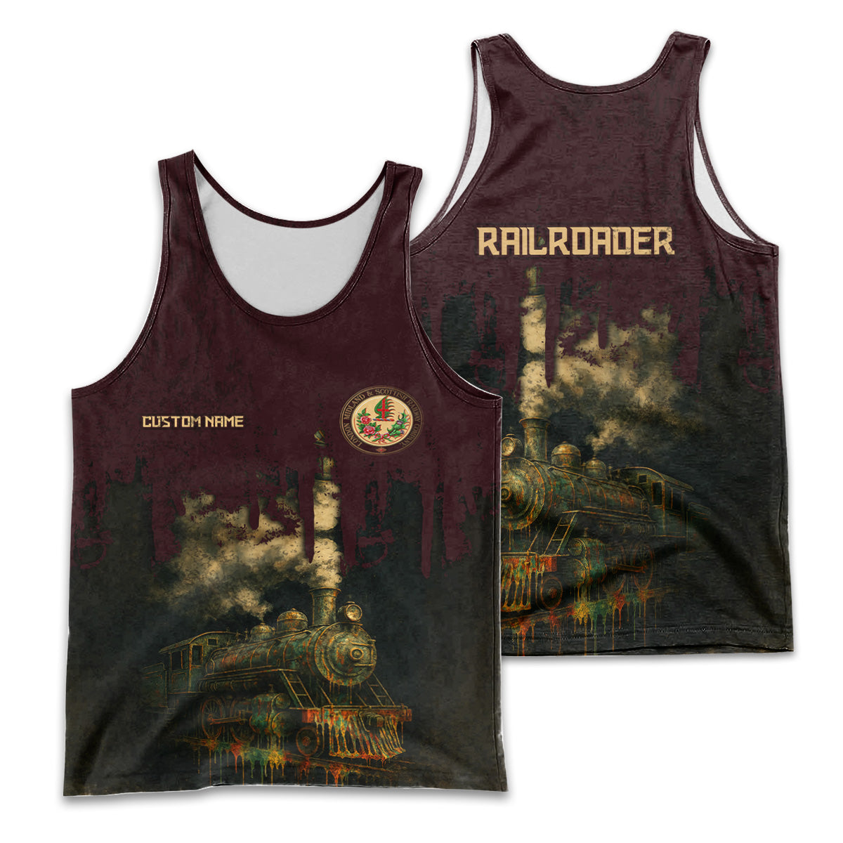 Railspirit Personalized London, Midland and Scottish Railway Men Tank Top Vintage Train Art Style Shirt For Locomotive Fans