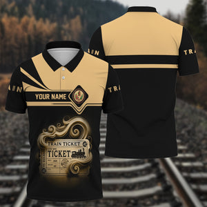 Railspirit Custom Name London, Midland and Scottish Railway Polo Shirt American Train Ticket Printed Shirt