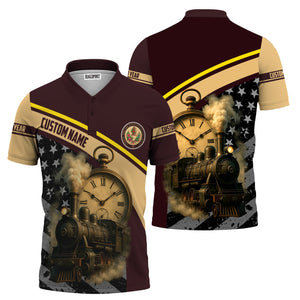 Railspirit Personalized London, Midland and Scottish Railway Polo Shirt Classic Steam Engine With Retro Pocket Watch Shirt All Over Print