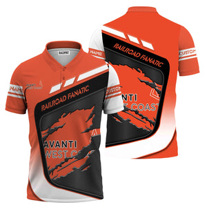 Railspirit Personalized Avanti West Coast Polo Shirt Ripped Texture Style Train Shirt For Railroad Fanatic