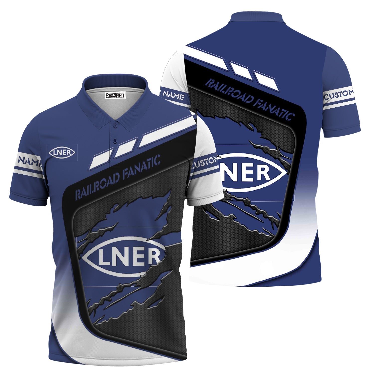 Railspirit Personalized London and North Eastern Railway Polo Shirt Ripped Texture Style Train Shirt For Railroad Fanatic