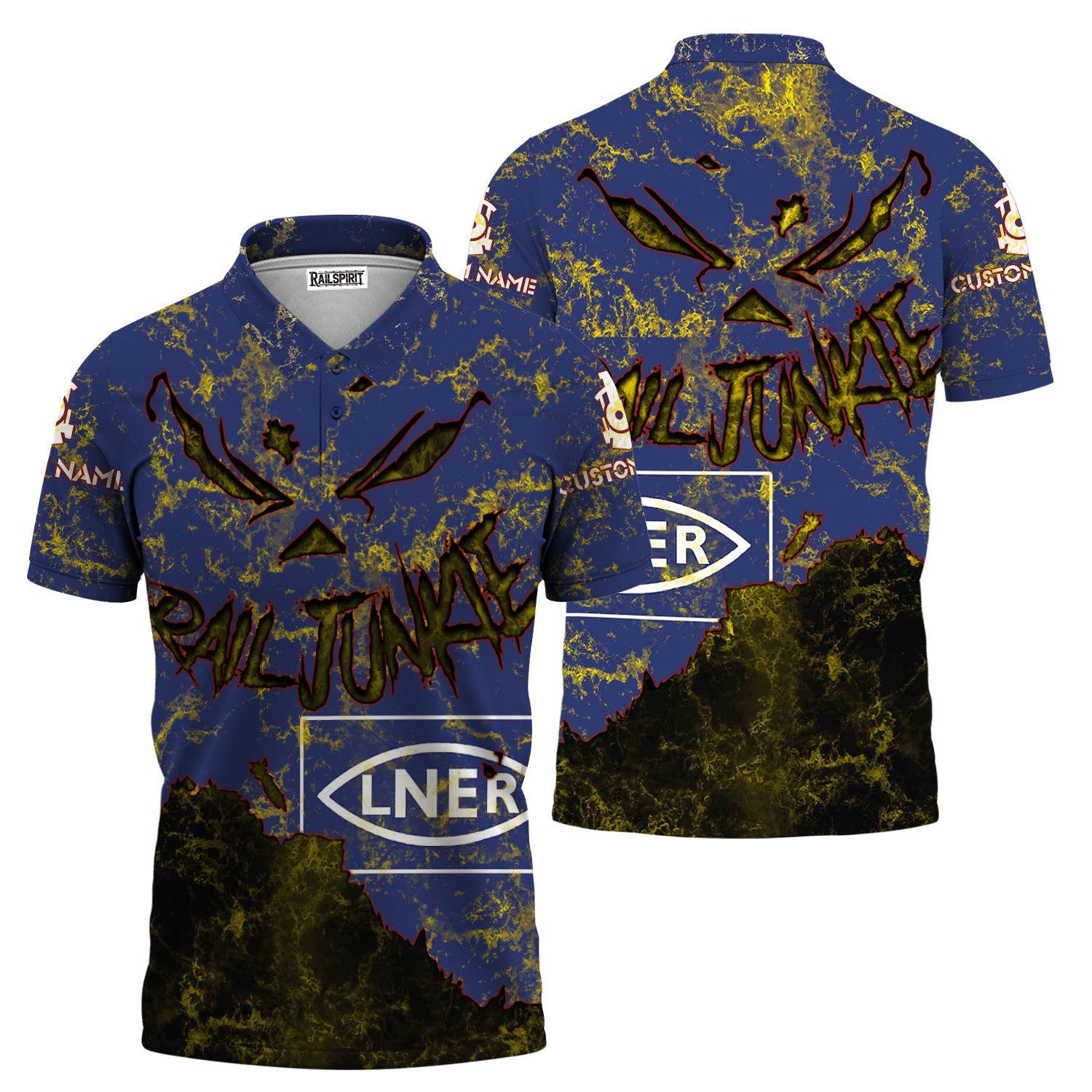 Railspirit Personalized London and North Eastern Railway Polo Shirt Torn Graphic Style Train Shirt For Rail Junkie