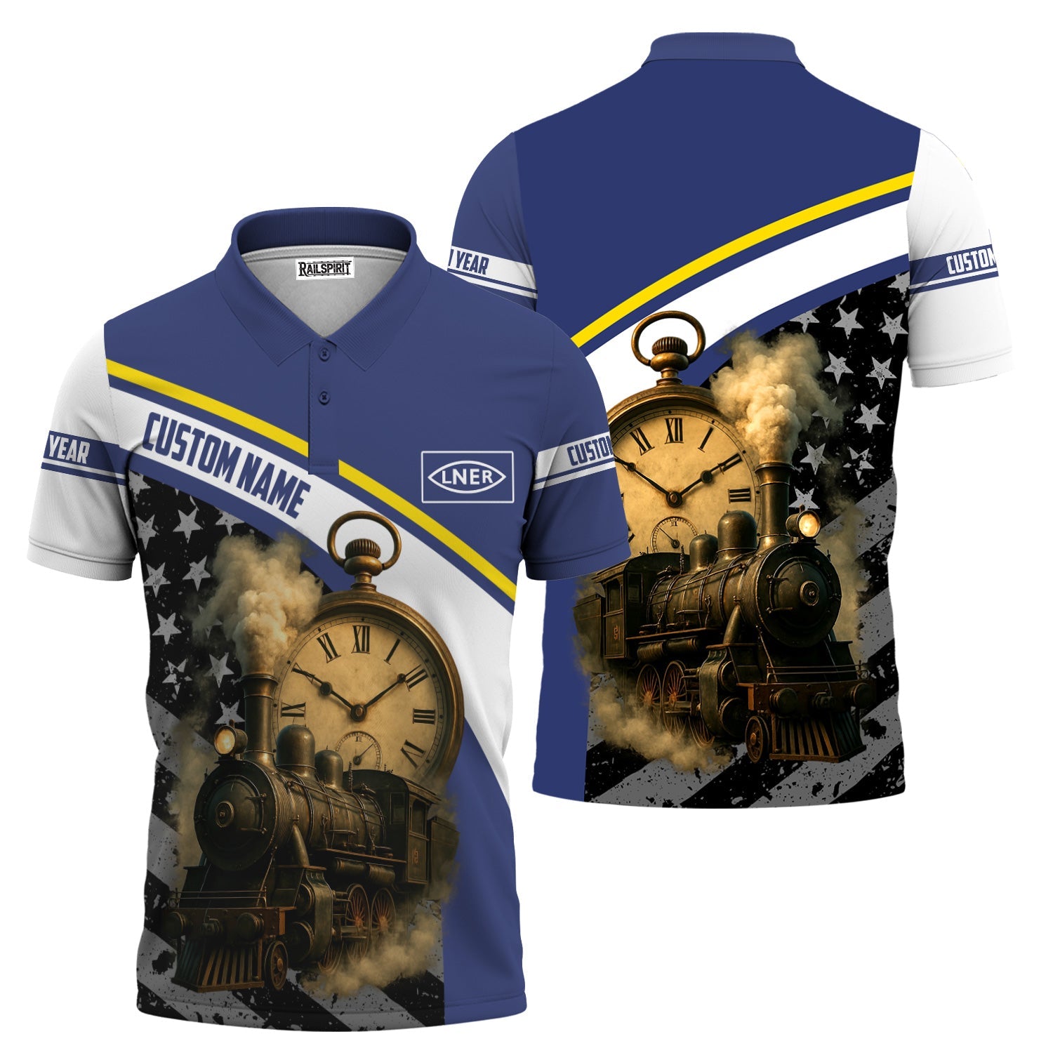 Railspirit Personalized London and North Eastern Railway Polo Shirt Classic Steam Engine With Retro Pocket Watch Shirt All Over Print