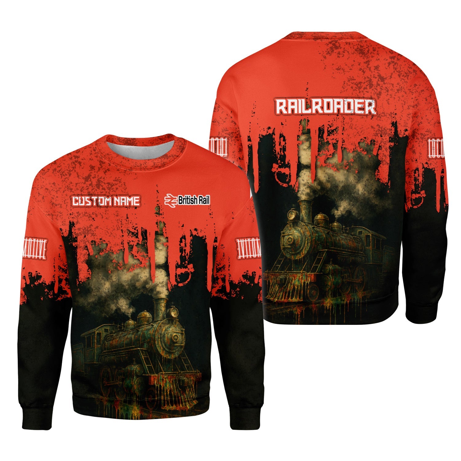 Railspirit Personalized British Railway Sweatshirt Vintage Train Art Style Shirt For Locomotive Fans