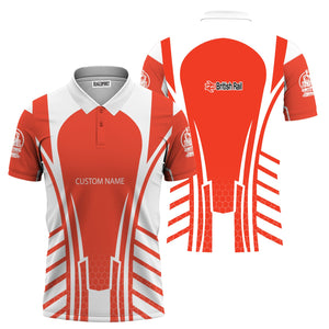 Railspirit Personalized British Railway Polo Shirt Striped Railroad Style Train Shirt All Over Print