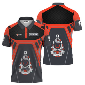 Railspirit Personalized British Railway Polo Shirt Steam Locomotive Engine Graphic Train Shirt All Over Print