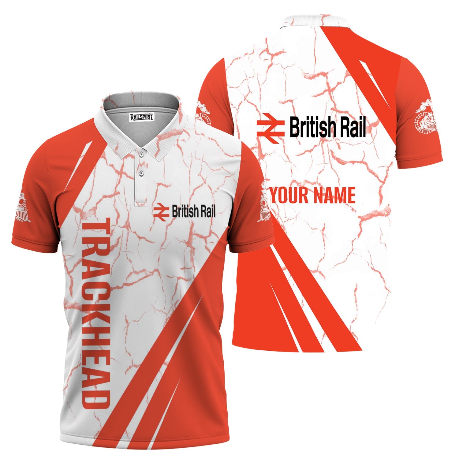 Railspirit Personalized British Railway Polo Shirt Crackle Texture Style Train Shirt For Trackhead