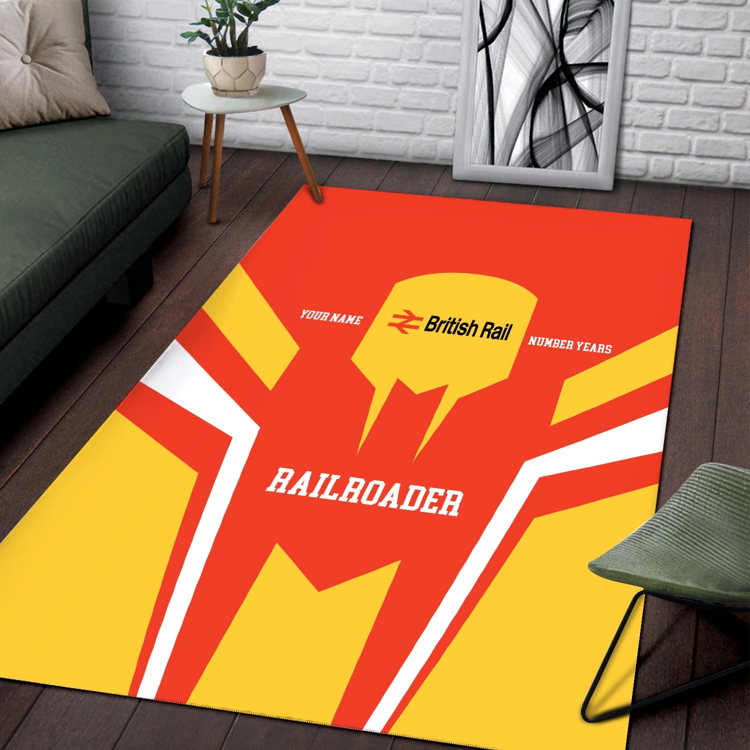 Railspirit Personalized British Railway Area Rug Custom Year Railroader Rug Gift Idea For Train Lover