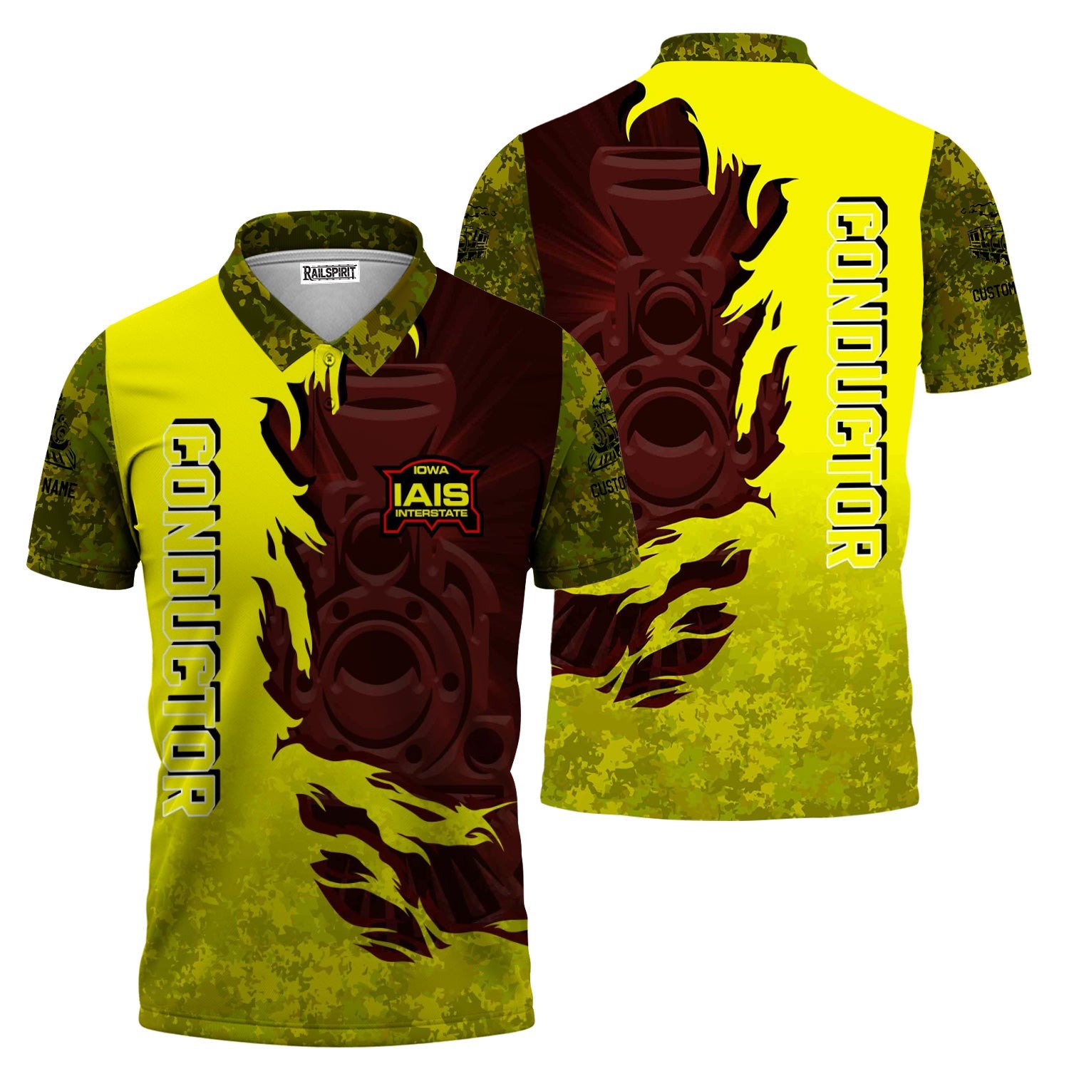Railspirit Personalized Iowa Interstate Railroad Polo Shirt Blazing Style with Custom Position IAIS Train Shirt