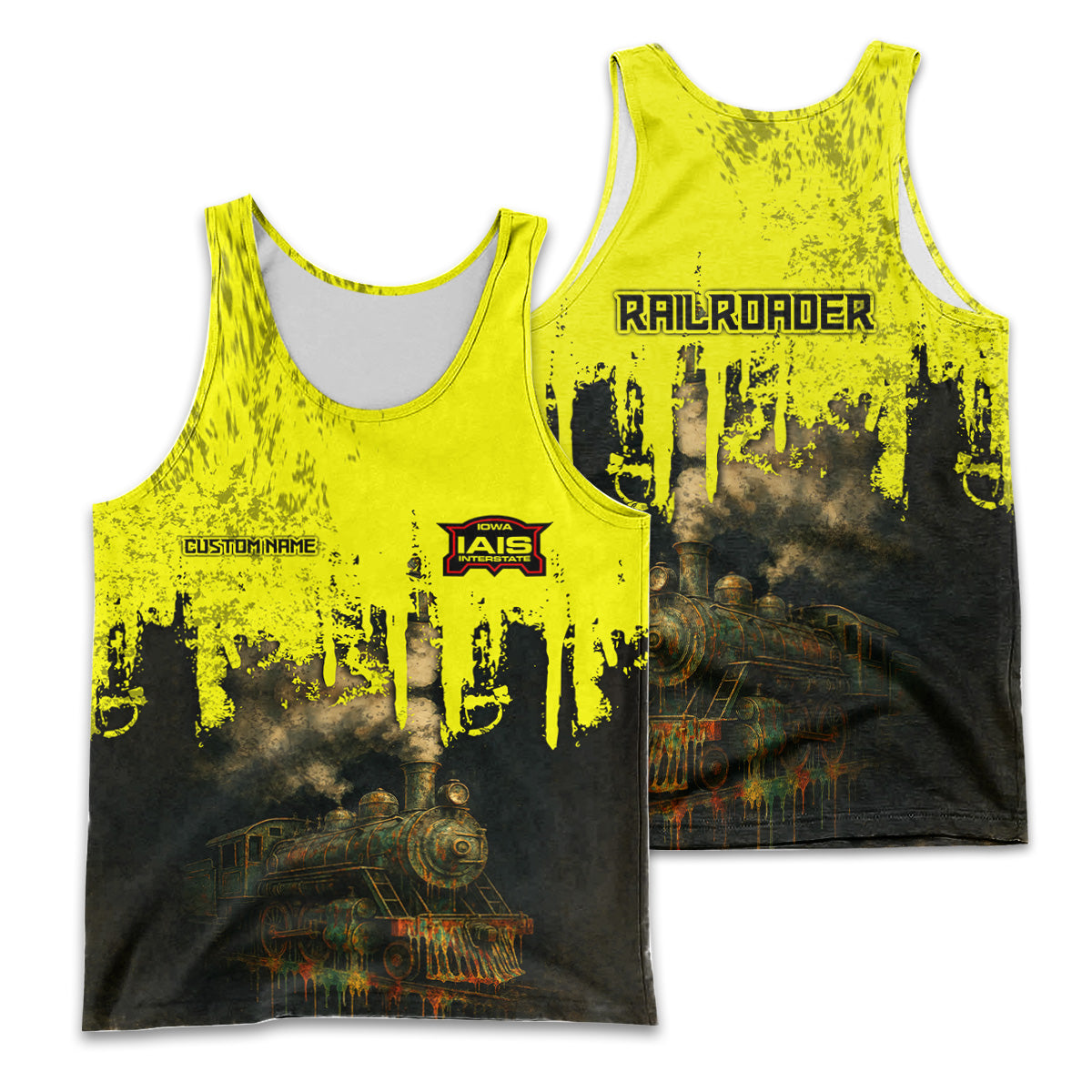 Railspirit Personalized Iowa Interstate Railroad Men Tank Top Vintage Train Art Style IAIS Shirt For Locomotive Fans
