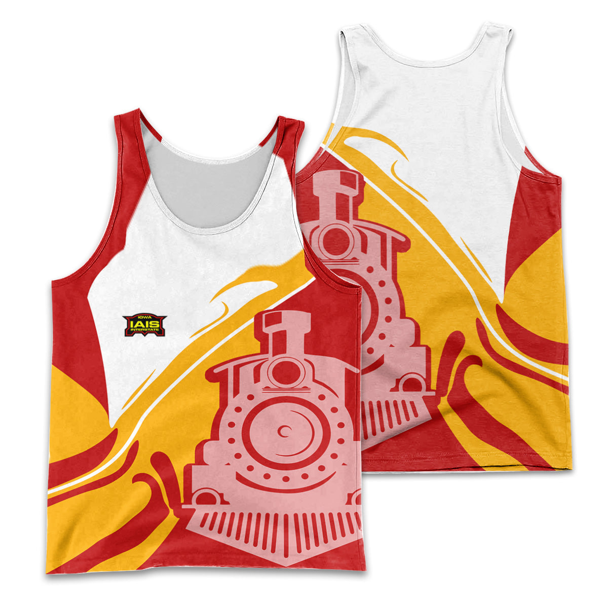 Railspirit Personalized Iowa Interstate Railroad Men Tank Top Flame-Inspired Style IAIS Shirt Gift Idea For Train Lovers