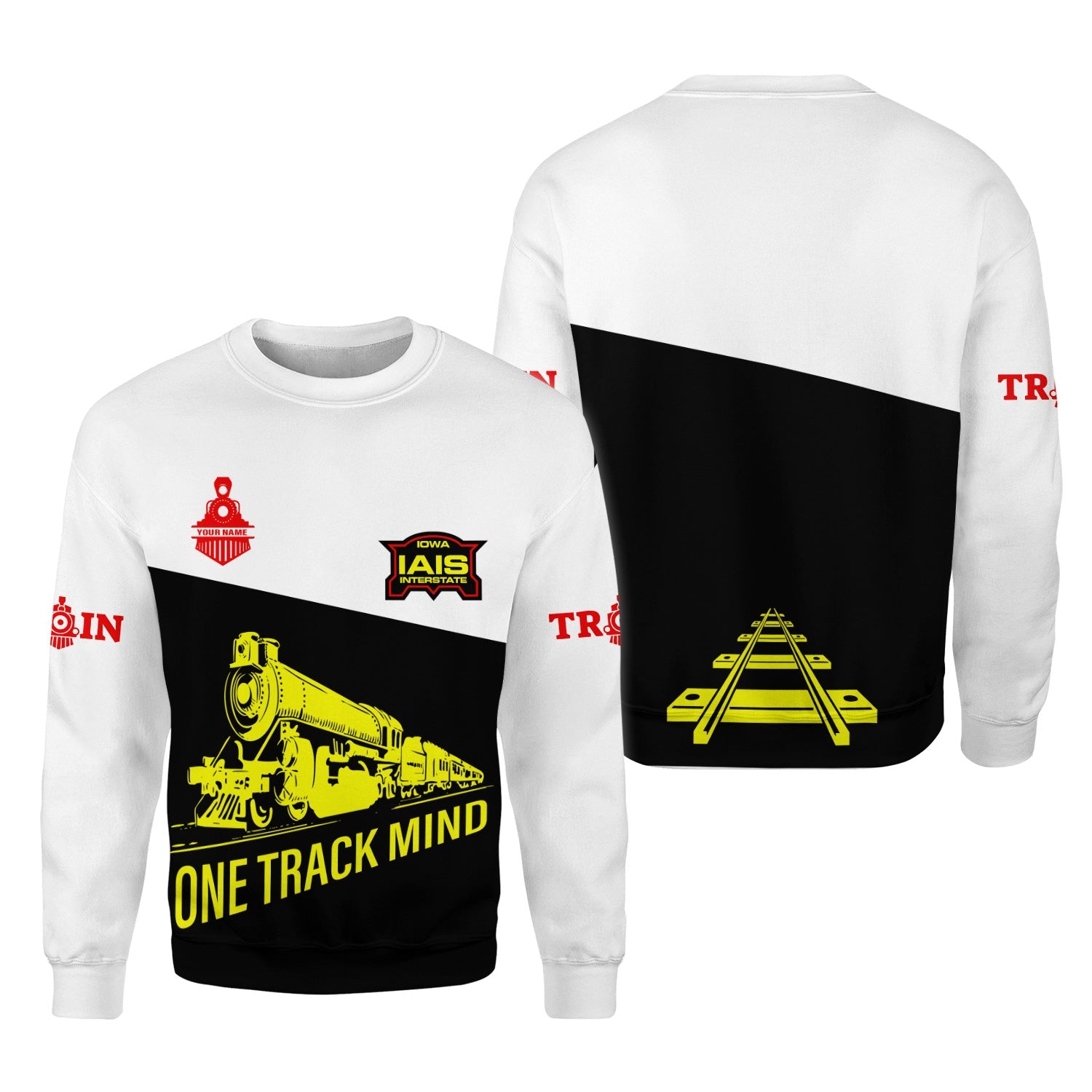 Railspirit Personalized Iowa Interstate Railroad Sweatshirt One Track Mind IAIS Train Sweater Gift Idea For Train Lover