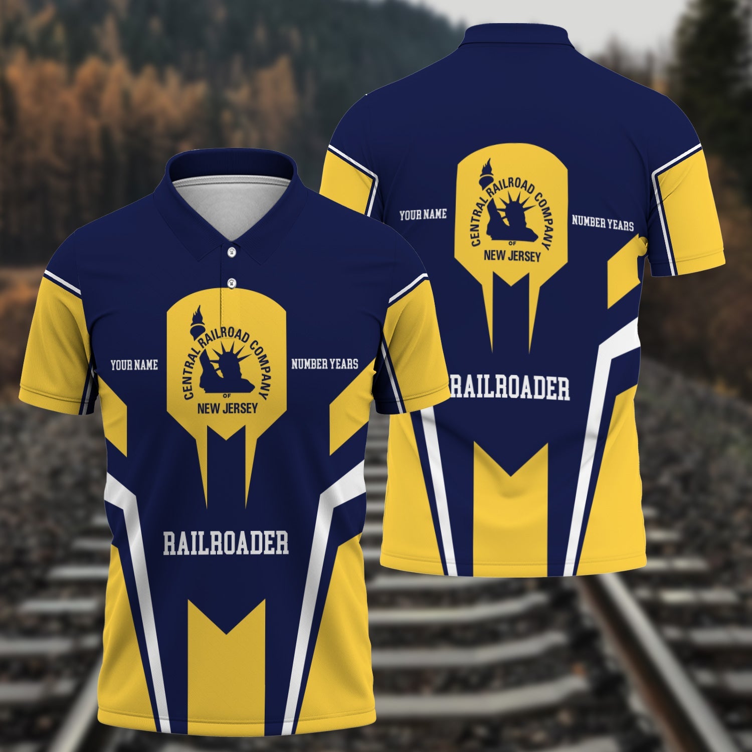 Railspirit Personalized Jersey Central Railroad Polo Shirt Custom Year Railroader Shirt Gift Idea For Train Lover