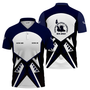 Railspirit Personalized Jersey Central Railroad Polo Shirt Vibriant Style with Custom Position CNJ Train Shirt