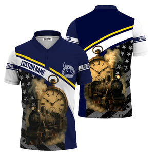 Railspirit Personalized Jersey Central Railroad Polo Shirt Classic Steam Engine With Retro Pocket Watch Shirt All Over Print
