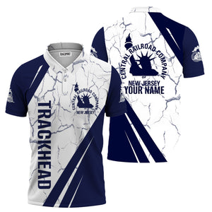 Railspirit Personalized Jersey Central Railroad Polo Shirt Crackle Texture Style CNJ Train Shirt For Trackhead