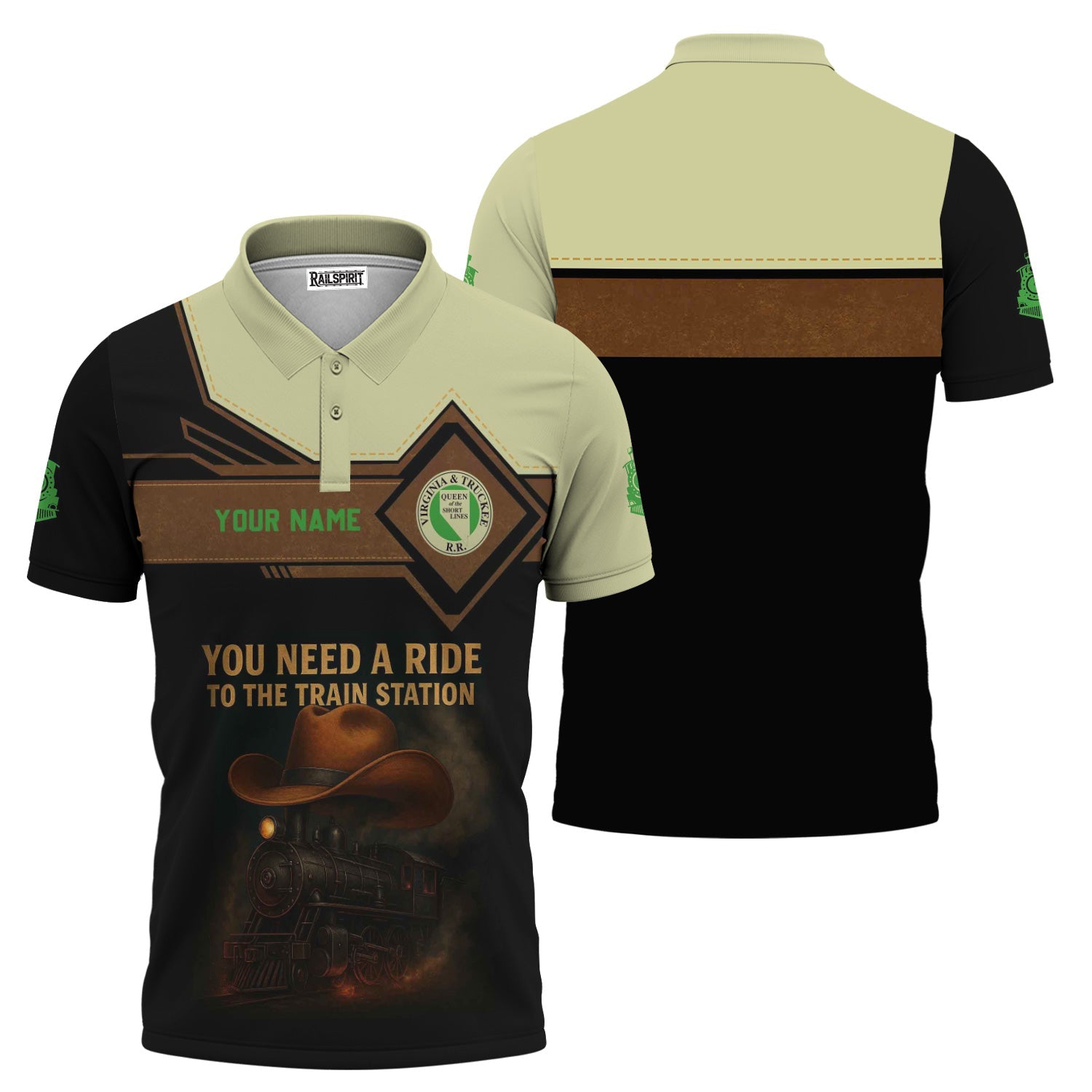 Railspirit Personalized Virginia & Truckee Railroad Polo Shirt You Need A Ride To The Train Station Shirt For Train Lovers