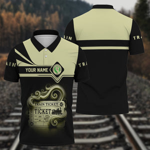 Railspirit Custom Name Virginia & Truckee Railroad Polo Shirt American Train Ticket Printed Shirt