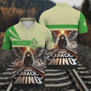 Railspirit Personalized Virginia & Truckee Railroad Polo Shirt One Track Mind Train Printed Shirt