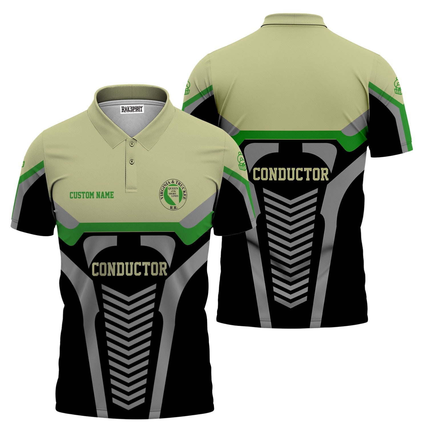 Railspirit Personalized Virginia & Truckee Railroad Polo Shirt Track-Inspired with Custom Job Position  Train Shirt