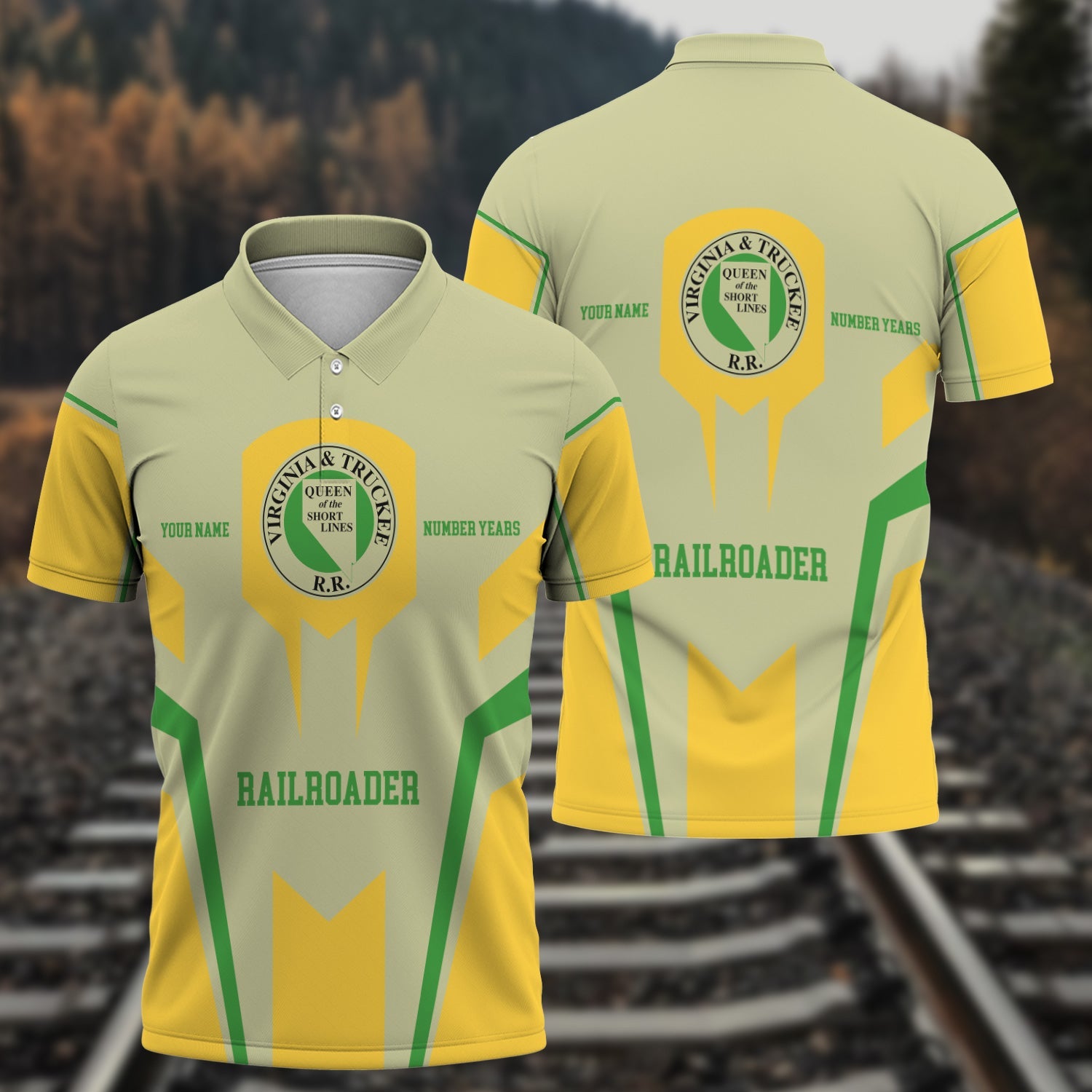 Railspirit Personalized Virginia & Truckee Railroad Polo Shirt Custom Year Railroader Shirt Gift Idea For Train Lover